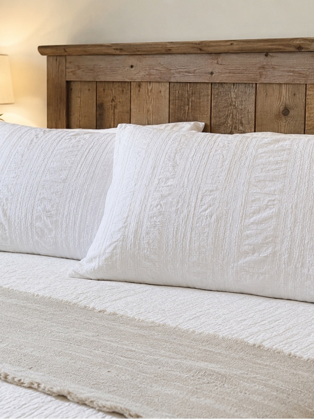 Madison Park White Textured Cotton King Pillowcases Pair – 18” x 34”